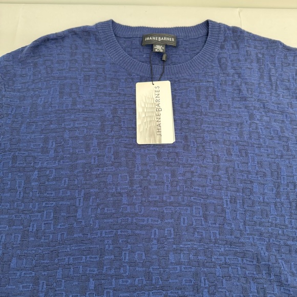 NWT JHANE BARNES DESIGNER KNIT PULLOVER Men’s XL SILK BLEND SWEATER Blue